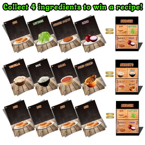 Menu Mayhem is a fun and fast-paced card game where players collect Ingredient cards, complete recopies to win Recipe cards, and face surprise twists from unpredictable Fortune Cookies!