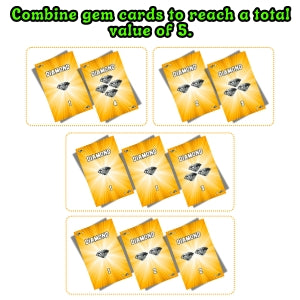 Five Gems is a thrilling card game where players race to collect sets of 5 gems. Watch out for coal that can ruin your plans, and use special powers to outsmart your opponents!