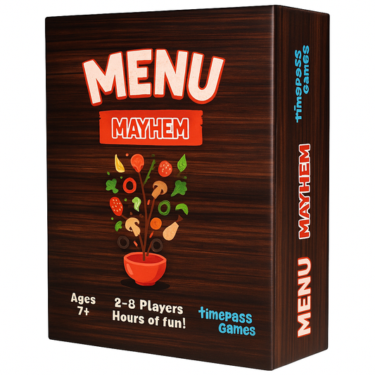 Menu Mayhem is a fun and fast-paced card game where players collect Ingredient cards, complete recopies to win Recipe cards, and face surprise twists from unpredictable Fortune Cookies!